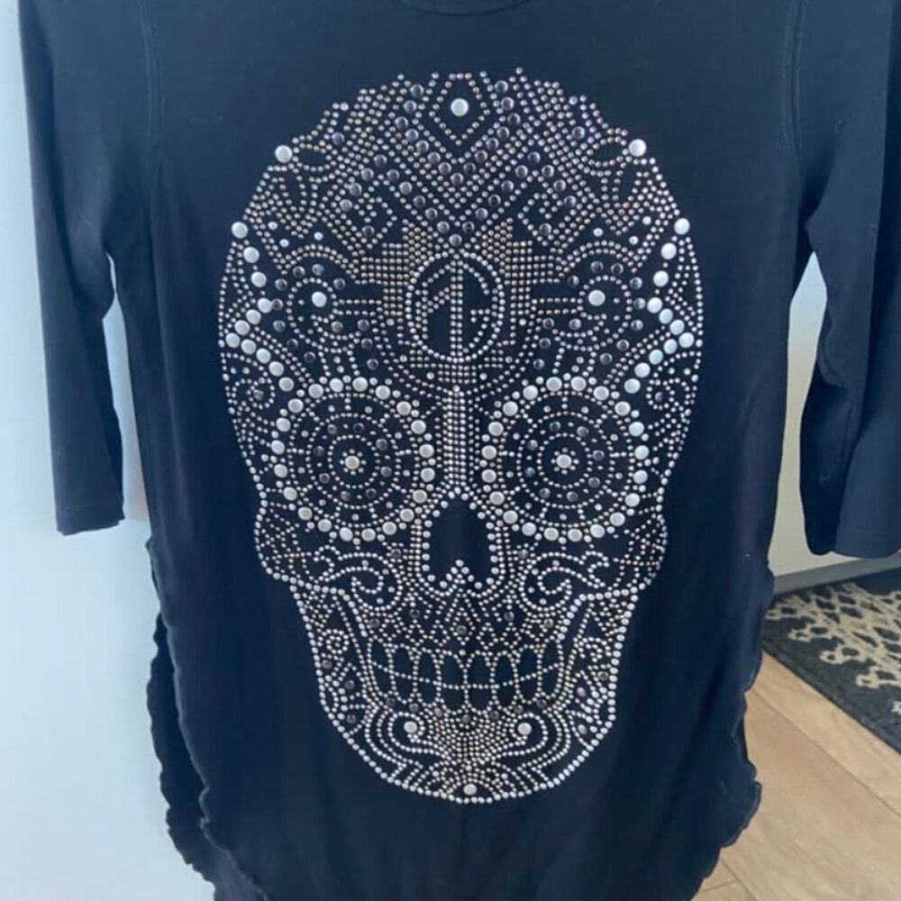 Black Crystal Skull Tunic – ¡Ay Güey! – Size S – Made in Mexico